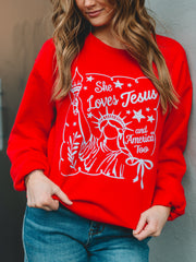 Red She Loves Jesus Sweatshirt