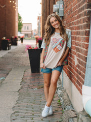 Susie Blue Short Sleeve Heart Patch Top
