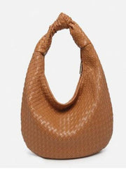 Valentina Woven Texted HOBO Bag with Knotted Handle