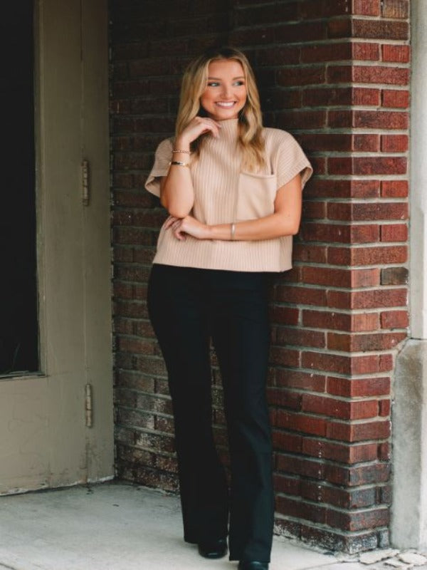 Sue Bone Mock Neck Cropped Sweater
