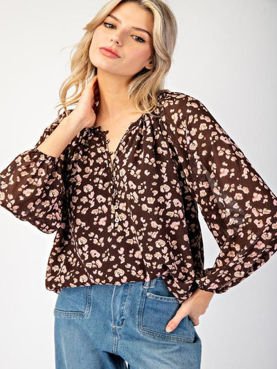 Lacy Leopard Long Sleeve Blouse