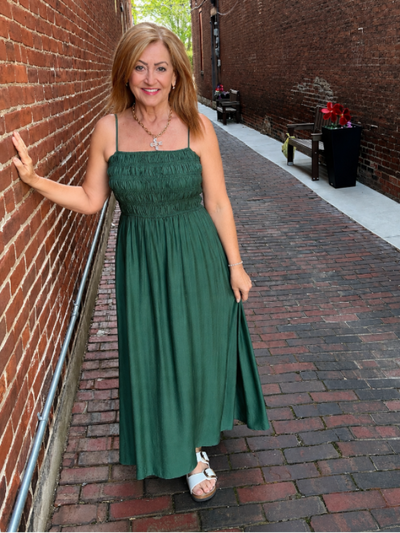 midi kelly green dress Lacey Spaghetti Strap – Elle Belle Boutique Casual midi
