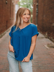 Nancy Royal Short Sleeve Top