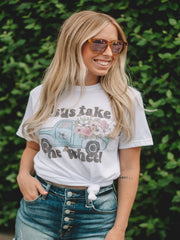 White Graphic Tee Jesus Take the Wheel