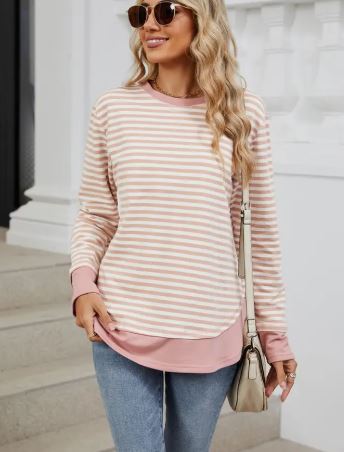 Kendra Dusty Pink Stripe Top