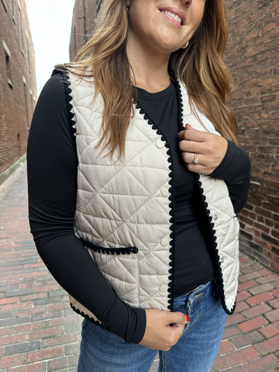 Angela Sand Quilted Vest FINAL SALE