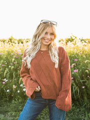 Rylie Rust Knit Crop Sweater
