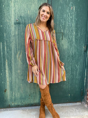 Shelly Olive/Rust BOHO Dress
