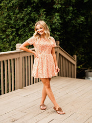 Becky Orange Floral Print Dress