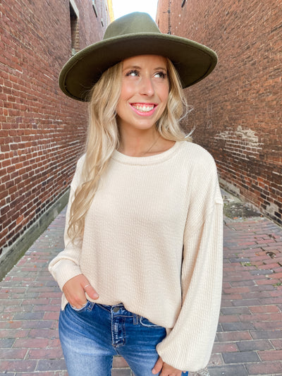 Lilly Cream Waffle Knit Top
