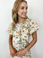 Cindy Cream Floral Midi Dress