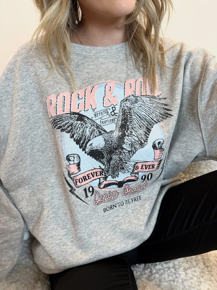 Heather Grey Rock and Roll Graphic Sweatshirt