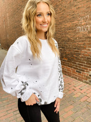 Ann White Cheetah Print Sweatshirt