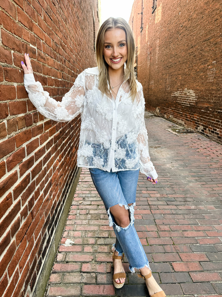 Whitney White Lace Top with Cami