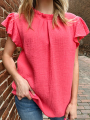 Patty Rose Ruffle Sleeve Blouse