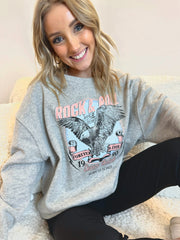 Heather Grey Rock and Roll Graphic Sweatshirt
