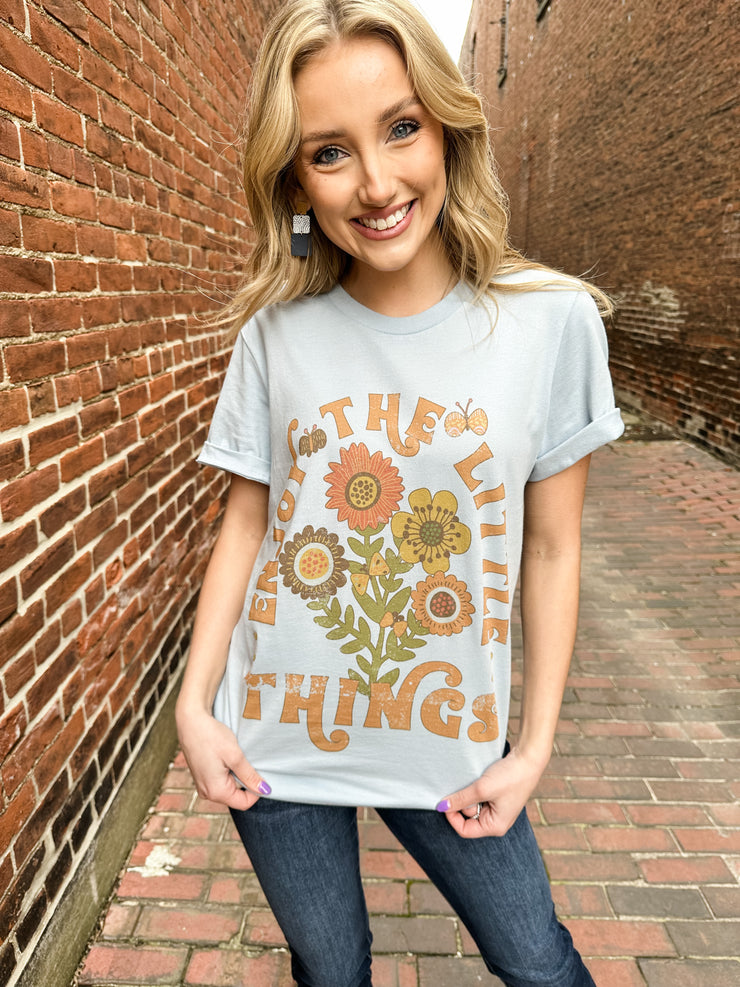 Lt Blue Enjoy the Little Things Graphic Tee