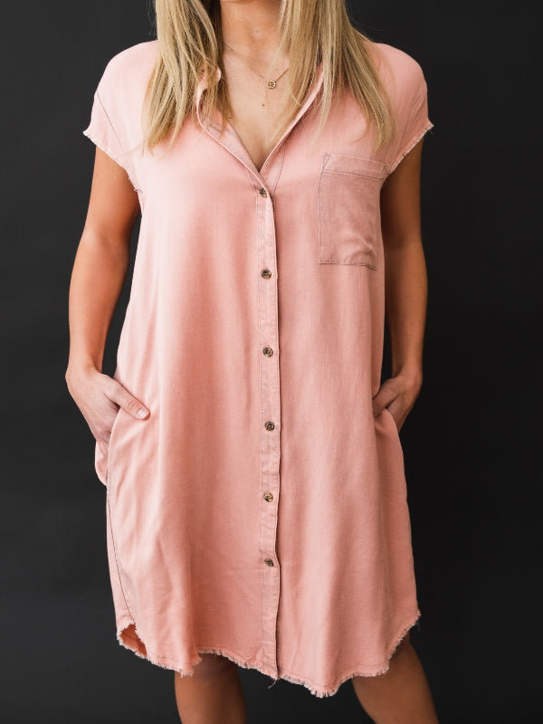 Kyra Rose Frayed Shirt Dress